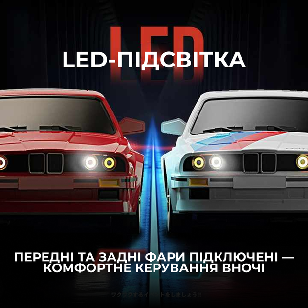 Машинка на пульті керування BMW E30 RC Drift 1:16 Радіокерована машинка для дрифту 4WD До 30 км/год 2 комплекти шин Дрифт і Гонка 2 акумулятори + батарейки в пульт - Фото 6 Машинка на пульті керування BMW E30 RC Drift 1:16 Радіокерована машинка для дрифту 4WD До 30 км/год 2 комплекти шин Дрифт і Гонка 2 акумулятори + батарейки в пульт - зображення 6