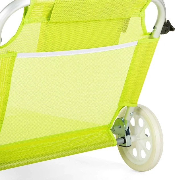 Leżak ogrodowy Outtec Sun z daszkiem i kółkami Limonkowy 110214 (5907766662679) - obraz 6