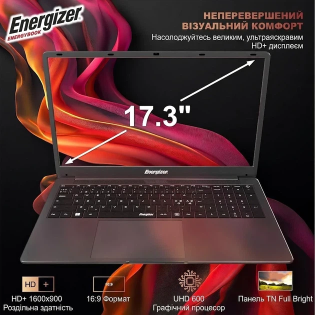 Ноутбук 17.3" Energizer EnergyBook L17-N41-41AZ Intel Celeron J4125 RAM 4GB SSD 128GB Win11 (UKR) (102190417) - изображение 2