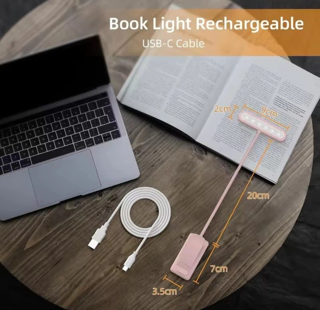 Лампа для читання книг, BookLight, 12 Led, рожева - зображення 5