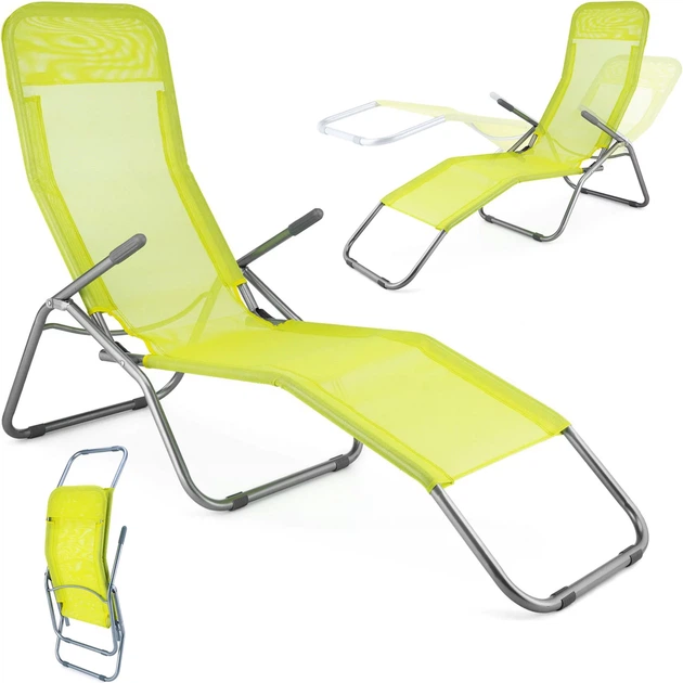 Leżak ogrodowy/plażowy grawitacyjny Outtec Aero Limonkowy 110213 (5907766662648) - obraz 5