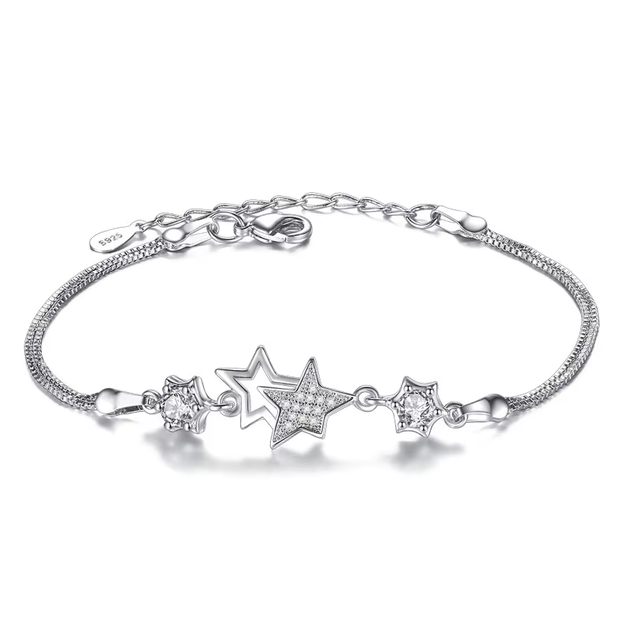 Браслет звезда звезды женский со звездочками серебряный tiffany цвет - Фото 1 Браслет звезда звезды женский со звездочками серебряный tiffany цвет - изображение 1