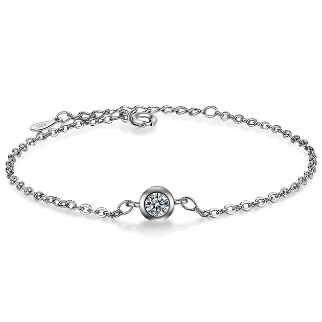 Женский браслет с кристаллом Муассанит стерл. ср tiffany белый камень - Фото 1 Женский браслет с кристаллом Муассанит стерл. ср tiffany белый камень - изображение 1
