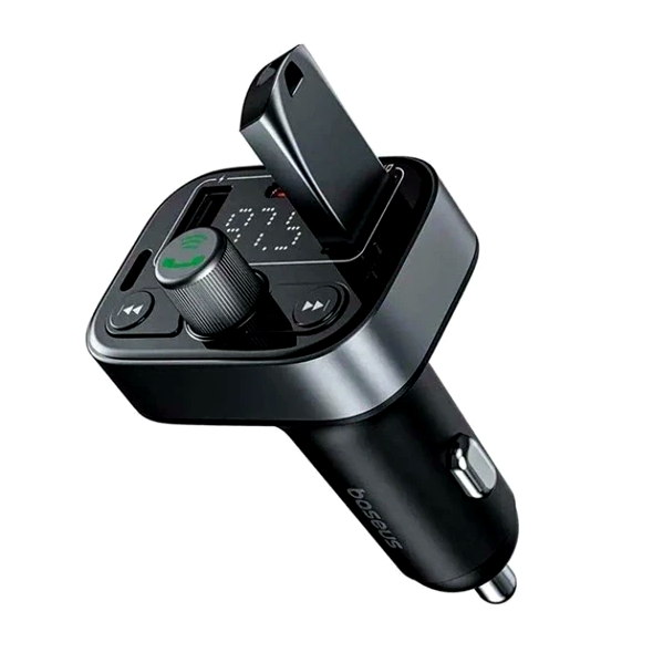 FM-трансмиттер Baseus S-09 Lite черный для автомобиля с Bluetooth и быстрой зарядкой USB Type-C - изображение 3