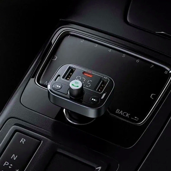 FM-трансмиттер Baseus S-09 Lite черный для автомобиля с Bluetooth и быстрой зарядкой USB Type-C - изображение 5
