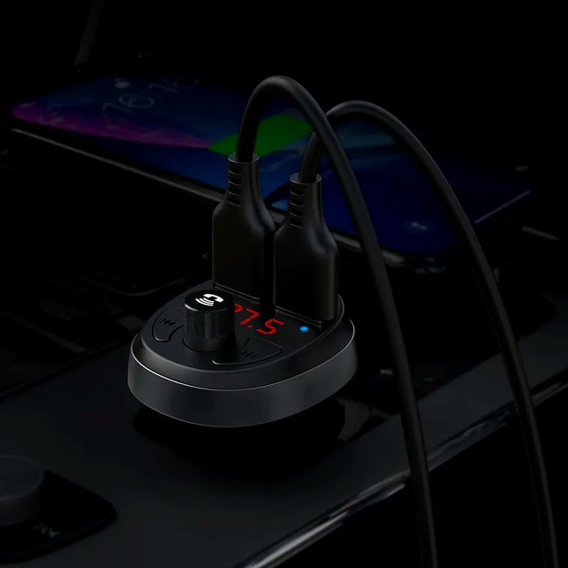 FM-трансмітер McDodo Bluetooth автомобільний зарядний пристрій із двома USB-портами для заряджання та передавання музики - зображення 8