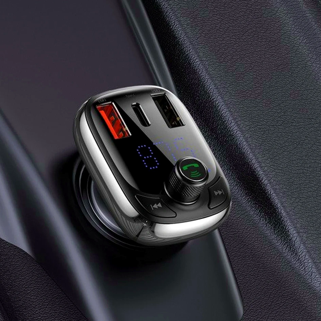 FM-трансмиттер Baseus S-13 Bluetooth MP3 плеер с зарядкой для автомобиля с двумя USB и поддержкой microSD до 32Гб - изображение 3