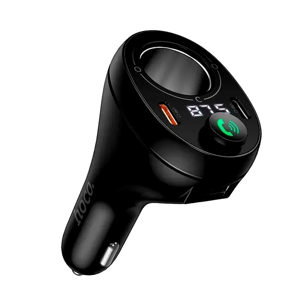 FM-трансмітер Hoco E88 Star Bluetooth для автомобіля зі швидким заряджанням 35W два USB Type-C чорний - зображення 3