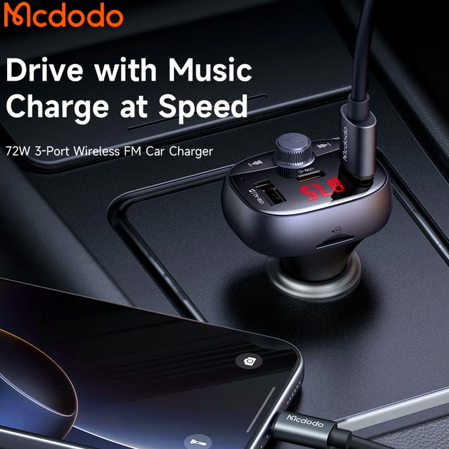 АЗП McDodo CC-5950 72W автомобільний зарядний пристрій з USB Type-A і Type-C для швидкого заряджання смартфонів і планшетів - зображення 4