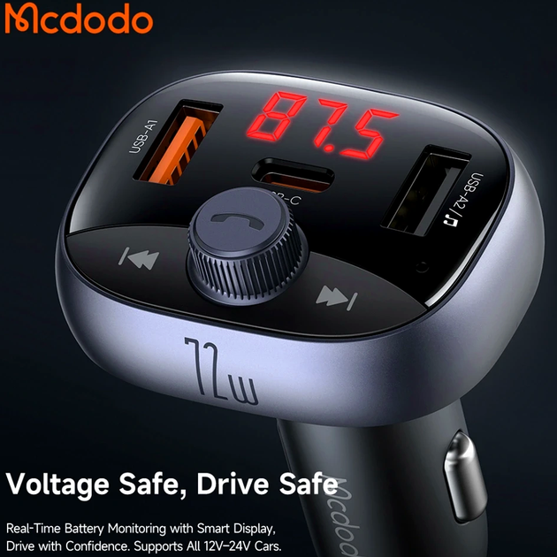 АЗП McDodo CC-5950 72W автомобільний зарядний пристрій з USB Type-A і Type-C для швидкого заряджання смартфонів і планшетів - зображення 7