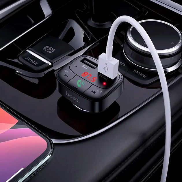 FM-трансмиттер Hoco E59 Promise QC3.0 автомобильный Bluetooth модулятор с быстрой зарядкой для подключения музыки и зарядки устройств - изображение 3