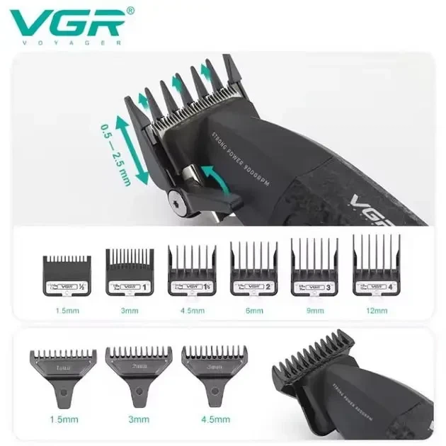 Професійний набір для стрижки волосся VGR V-640 машинка для стрижки та тример - изображение 3