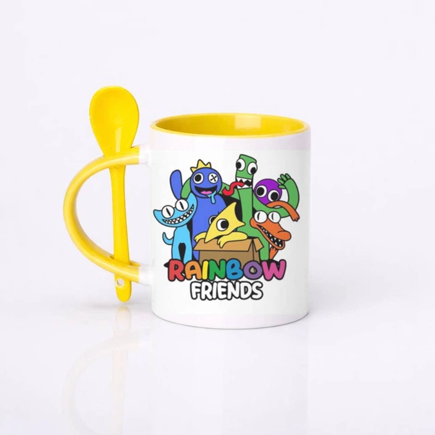 Чашка керамическая с ложкой глянцевая Rainbow Friends Радужные друзья 330 мл (РД031650) - Фото 1 Чашка керамическая с ложкой глянцевая Rainbow Friends Радужные друзья 330 мл (РД031650) - изображение 1