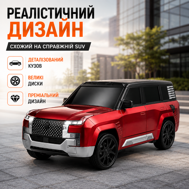 Детская машинка на пульте аккумуляторная джип на радиоуправлении с зарядной станцией и световыми эффектами красная (44477711) - изображение 2