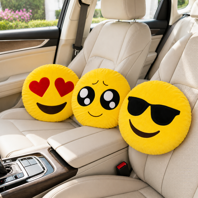Декоративна подушка Emoji "Крутий смайлик" 30 см, кругла, м'яка, плюшева. - зображення 2
