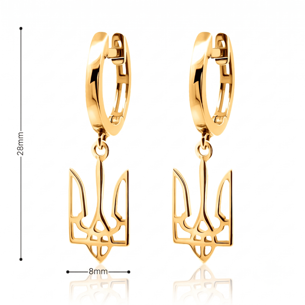 Серьги из желтого золота Тризуб (з40024) - изображение 3