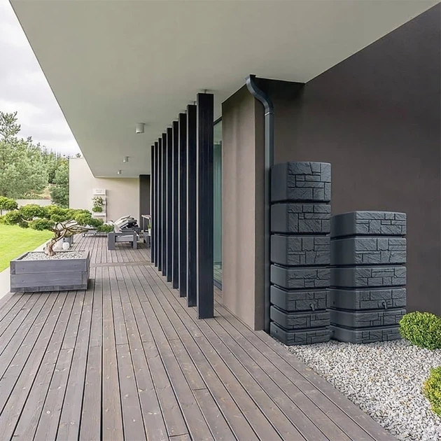 Резервуар для дождевой воды Prosperplast Tower Stone 350 л HDPE светло-серый 575x384x1800 мм - изображение 5