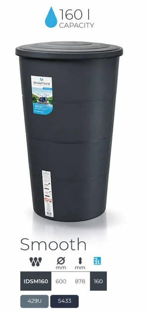 Резервуар для дождевой воды 160 л HDPE антрацитовый 600x600x878 мм - изображение 2