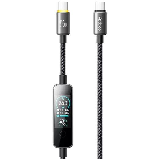 Кабель Mcdodo CA-8750 USB-C to USB-C Cable with TFT Screen Display 240W 1.2m Black - Фото 2 Кабель Mcdodo CA-8750 USB-C to USB-C Cable with TFT Screen Display 240W 1.2m Black - изображение 2