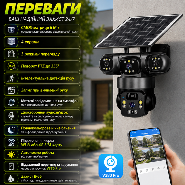 Внешняя камера видеонаблюдения 4G Wi-Fi IP-камера уличная автономная Поворотная камера 355° - изображение 2