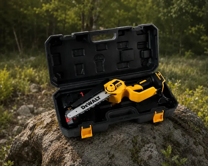 Акумуляторна мініпила DEWALT DCM16 1/4", 200 мм шина, 12 м/сек швидкість ланцюга, 48V/6AH 2 шт. - зображення 8