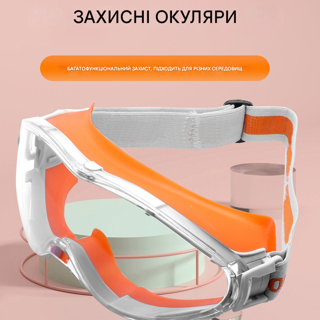 Прозрачные защитные очки (линза не потеющая, ПК стекло, антицарапина, антитуман) - изображение 2