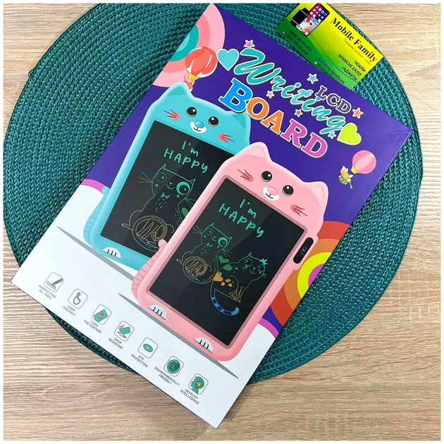 Графічний планшет Writing Tablet Cat для дітей рожевий 8 8 дюймів для малювання і творчості - зображення 8
