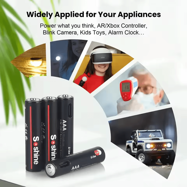 Батарейки AAA аккумуляторные Soshine с разъемом USB Type-C на 1.5V/1100mWh - 4 ШТ. - изображение 15