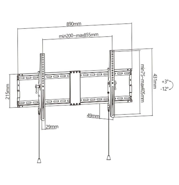 Настенный кронштейн для телевизора Gembird WM90T01 43-90 дюймов - Фото 2 Настенный кронштейн для телевизора Gembird WM90T01 43-90 дюймов - изображение 2