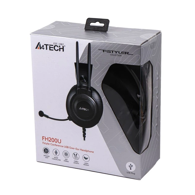 Наушники A4Tech FH-200G-U Grey USB с микрофоном - Фото 5 Наушники A4Tech FH-200G-U Grey USB с микрофоном - изображение 5
