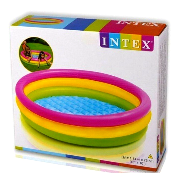 Детский надувной бассейн 114x25 см для купания и игр разноцветный Intex MC-5170 - изображение 3