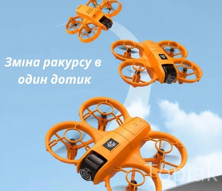 Дрон A26 с двойной HD-камерой, обходом препятствий 360°, оптическим позиционированием и LED-подсветкой квадрокоптер для детей и взрослых YouWe, оранжевый, 2100120 - изображение 2