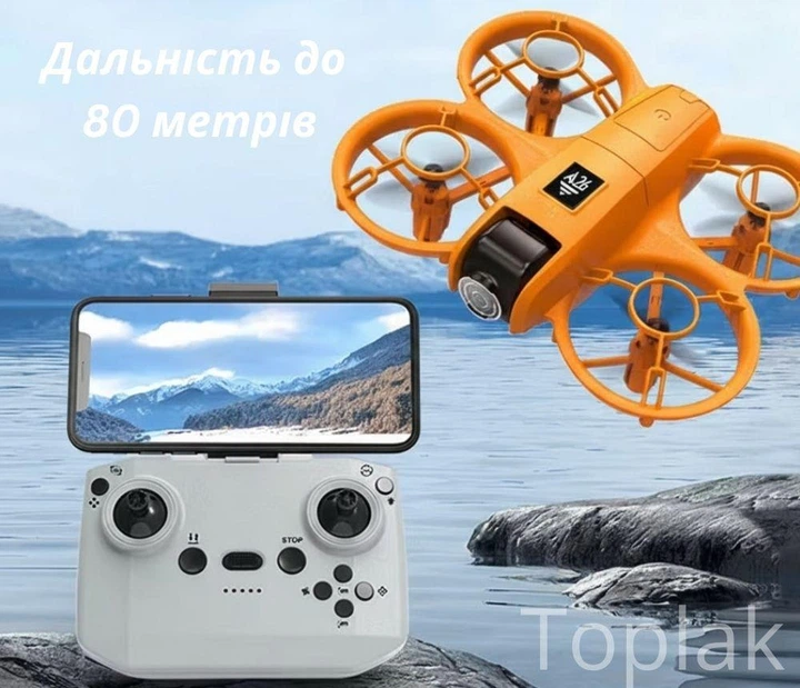 Дрон A26 с двойной HD-камерой, обходом препятствий 360°, оптическим позиционированием и LED-подсветкой квадрокоптер для детей и взрослых YouWe, оранжевый, 2100120 - изображение 7