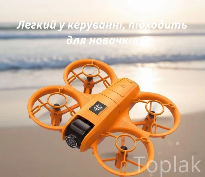 Дрон A26 с двойной HD-камерой, обходом препятствий 360°, оптическим позиционированием и LED-подсветкой квадрокоптер для детей и взрослых YouWe, оранжевый, 2100120 - изображение 9
