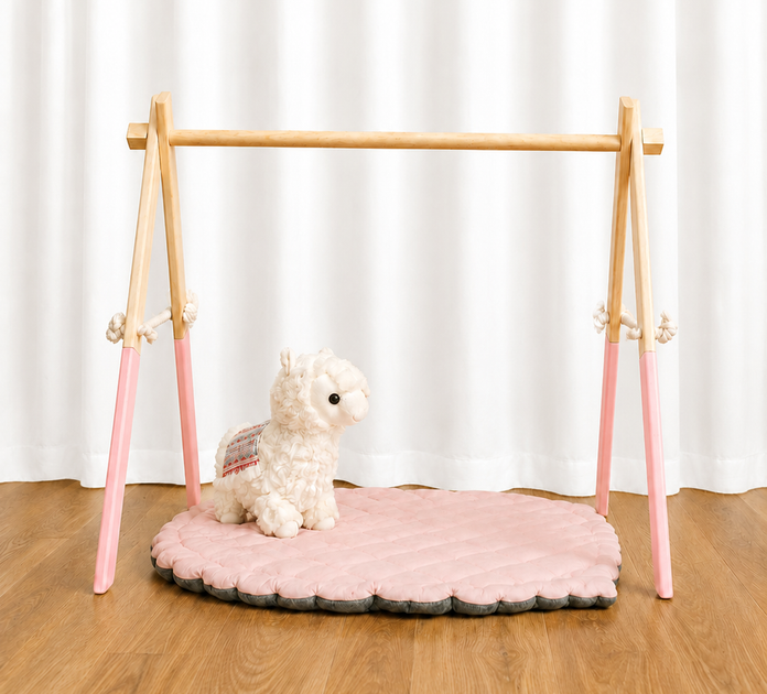 Підлоговий мобіль без іграшок Стійка Baby Gym Дитячий ігровий тренажер Рожевий - Фото 1 Підлоговий мобіль без іграшок Стійка Baby Gym Дитячий ігровий тренажер Рожевий - зображення 1