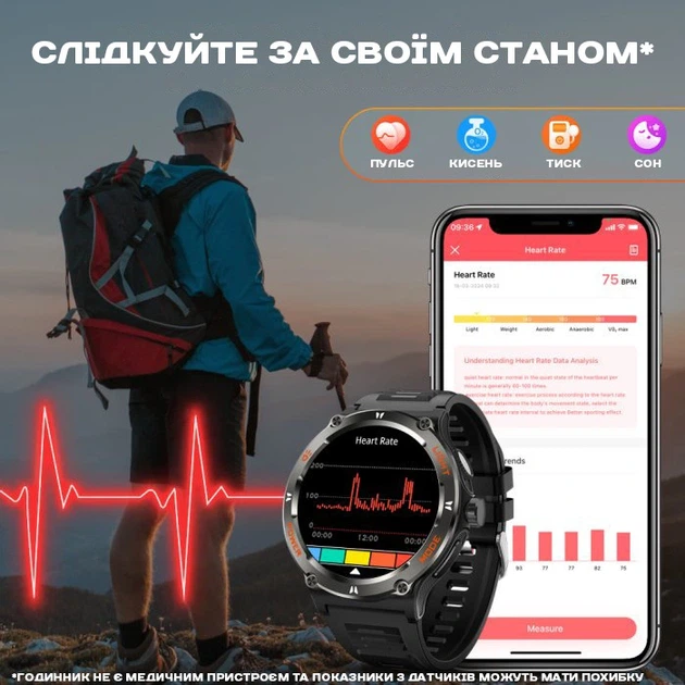 Розумний смарт годинник Smart Advanture з компасом - изображение 5