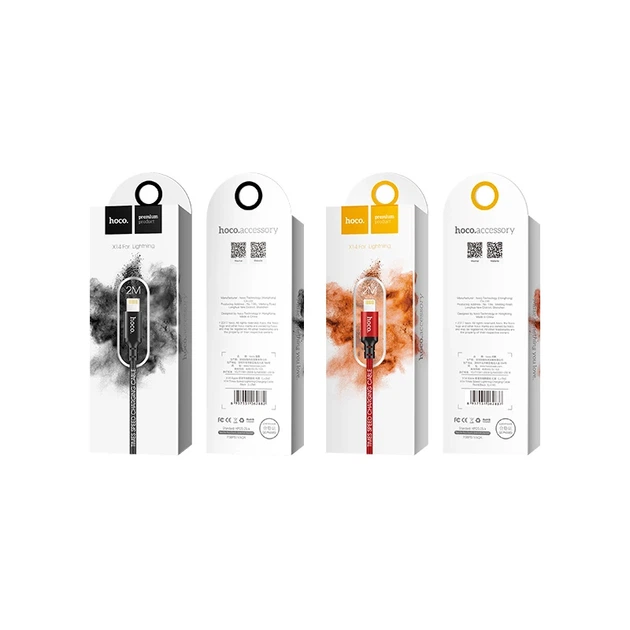 Кабель HOCO X14 USB to iP 2A, 2m, nylon, aluminum connectors, Black - Фото 2 Кабель HOCO X14 USB to iP 2A, 2m, nylon, aluminum connectors, Black - зображення 2