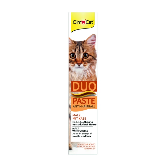 Паста для котів з чутливим травленням GimCat DUO PASTE Anti-hairball malt with cheese мальт та сир, 50 г - Фото 3 Паста для котів з чутливим травленням GimCat DUO PASTE Anti-hairball malt with cheese мальт та сир, 50 г - зображення 3