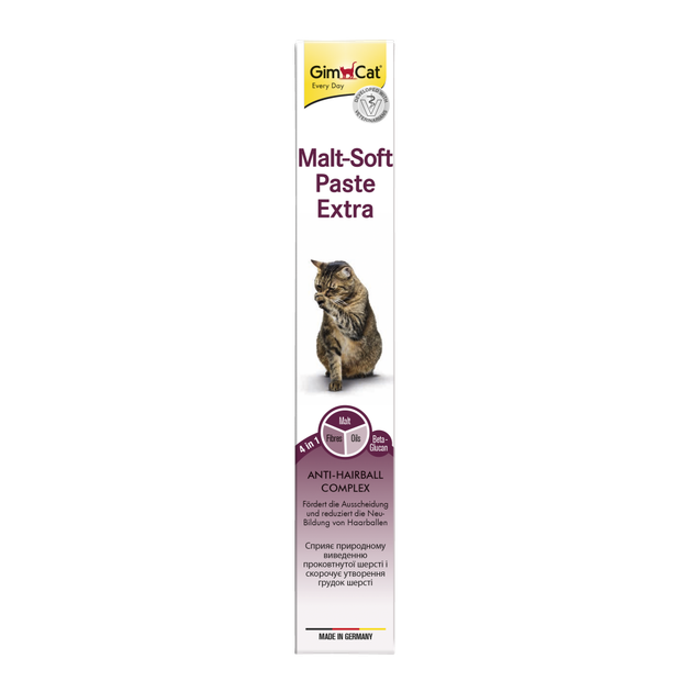 Паста GimCat Every Day Malt-Soft Paste Extra для кошек, выведение шерсти из желудка, 100 г - Фото 7 Паста GimCat Every Day Malt-Soft Paste Extra для кошек, выведение шерсти из желудка, 100 г - изображение 7