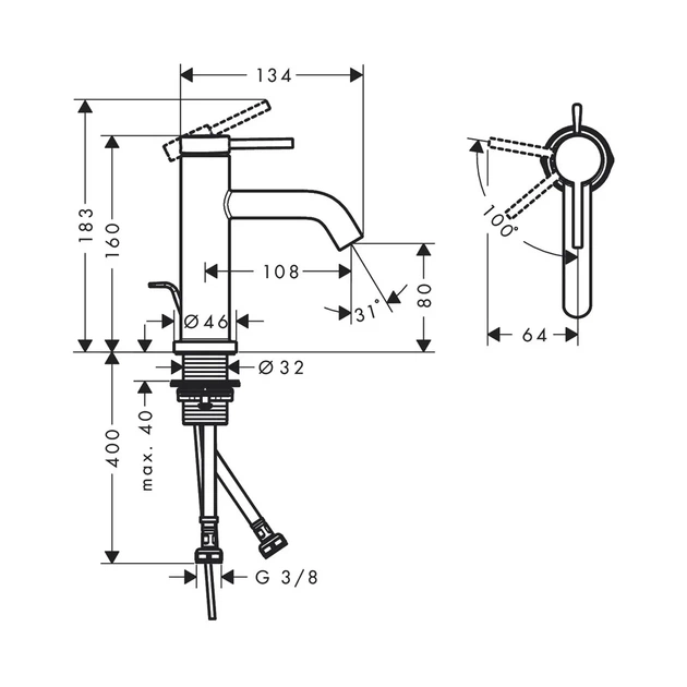 HANSGROHE Tecturis S Смеситель для раковины, черный матовый (73302670) - изображение 3