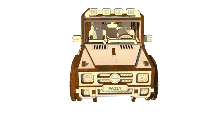 3D пазлы деревянный конструктор Пикап 6х6 174 детали для детей PAZLY MC-7896 - изображение 4