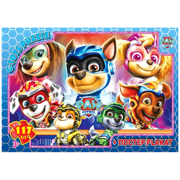 Пазлы 117 элементов для детей от 3 лет мультфильм Paw Patrol картон G-Toys MC-9152 - Фото 1 Пазлы 117 элементов для детей от 3 лет мультфильм Paw Patrol картон G-Toys MC-9152 - изображение 1