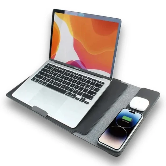 Подставка-чехол для ноутбука 4in1 STAND S100 15W искусственная кожа 477x256x12 мм черная - Фото 2 Подставка-чехол для ноутбука 4in1 STAND S100 15W искусственная кожа 477x256x12 мм черная - изображение 2