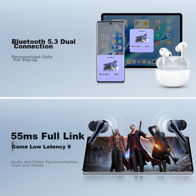 Наушники Vivo TWS 3e ENC Bluetooth 5.3 Navy - изображение 5
