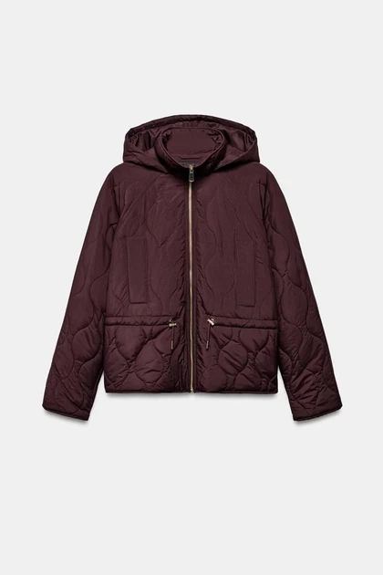 Женская стеганная демисезонная куртка Zara burgundy S, арт.8372/082/605 - Фото 5 Женская стеганная демисезонная куртка Zara burgundy S, арт.8372/082/605 - изображение 5