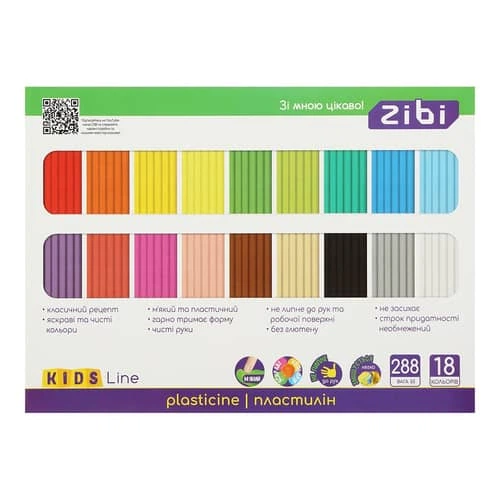 Пластилін 18 кольорів, 288г, KIDS Line (ZB.6276) - Фото 1 Пластилін 18 кольорів, 288г, KIDS Line (ZB.6276) - изображение 1