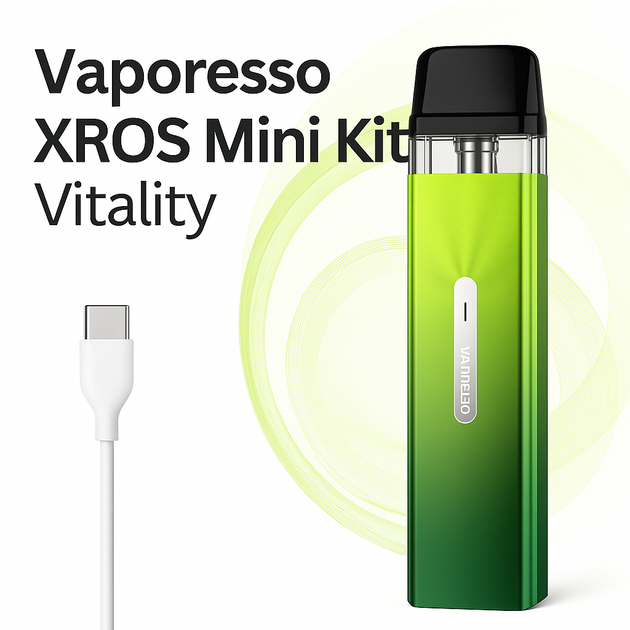 Многоразовая под система XROS Mini KIt Vitality электронная сигарета на 1000 мАч со сменным картриджем на 0.8 Ом минипод зеленый - Фото 10 Многоразовая под система XROS Mini KIt Vitality электронная сигарета на 1000 мАч со сменным картриджем на 0.8 Ом минипод зеленый - изображение 10
