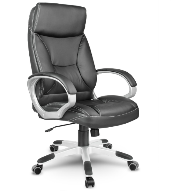 Офисное кресло Hanert Comfortum Black с подлокотниками и функцией качания, до 120 кг нагрузка - изображение 4