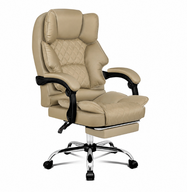 Офисное кресло Hanert Prestige Beige с подставкой для ног и механизмом качания, до 140 кг нагрузка - изображение 3