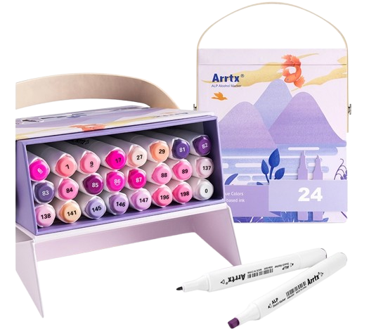 Zestaw markerów akrylowych Arrtx Alp 24 kolory odcień fioletowy LC302239 (6971452645320) - Zdjęcie 1 Zestaw markerów akrylowych Arrtx Alp 24 kolory odcień fioletowy LC302239 (6971452645320) - obraz 1